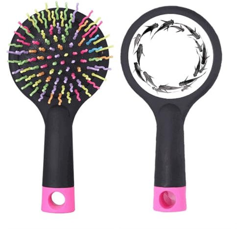 Cepillo de pelo para desenredar el pelo con base de cojín y pez de carpa, color negro chino