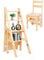 Trittleiter Holz 3 Stufen Klappbar & Faltbarer Lernturm - Multifunktionale Holzleiter mit Sicherer Standfläche, Klappstuhl Design für Küche, Wohnzimmer, Bibliothek (Max 150kg)