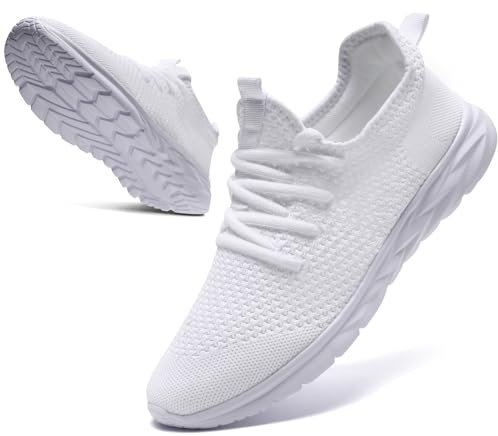 KTVHYW Turnschuhe Sportschuhe Damen Sneaker Leichte Laufschuhe Atmungsaktiv Sommer Schuhe Hallenschuhe Freizeitschuhe Running Tennis Walkingschuhe Straßenlaufschuhe Fitness Jogging Weiß 39