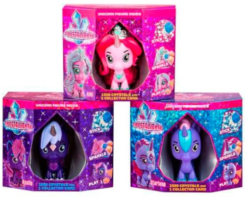BANDAI, Muñeco Crystalverse Classic Apollo, Multicolor CU49507 Decora tu Unicornio con Cristales de Colores