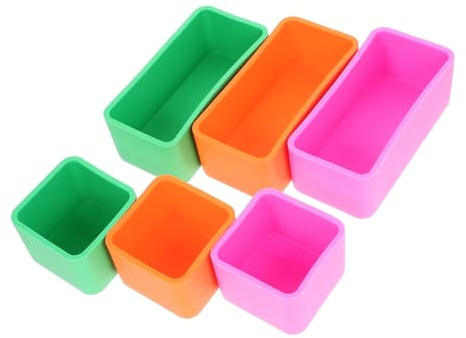 PAMINGONO Silikon Brotdose Kinder 6 Stück mit Trennwänden Mehrfache Fächer Rechteckig und Quadratisch für Lunchbox und Haushalt