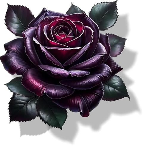 x4 Dark Purple Rose Flower Vinyl Stickers Cover Marks Non Transparent Waterproof Floral Art Decals 1@ 20cm Tall Ideal for Toilets or car. 3@ 7cm Tall Ideal for Phone case & Cups (Rose Dark Purple)