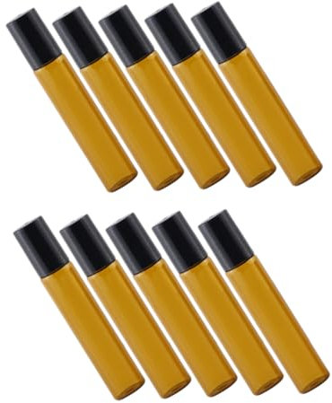 VICASKY 10Pièces Lot de Flacons Roller Verre Rechargeables avec Bille Acier Inoxydable pour Huiles Essentielles et Anti-fuite et pour Voyage
