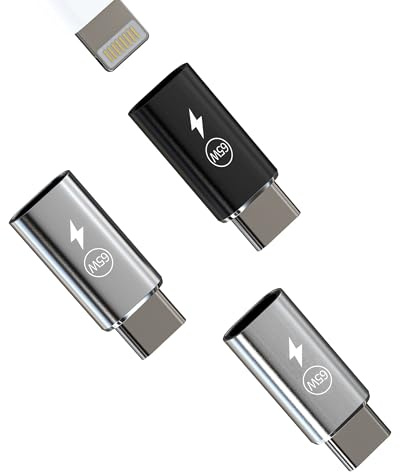 65w Adattatore USB C Maschio a Lightning Femmina Ricarica(3 Pack)per iPhone 16 15 Pro Max per Apple Cavo Caricabatterie Accessori Type C Adapter Compatibile per Samsung S25 per iPad Android Accessori