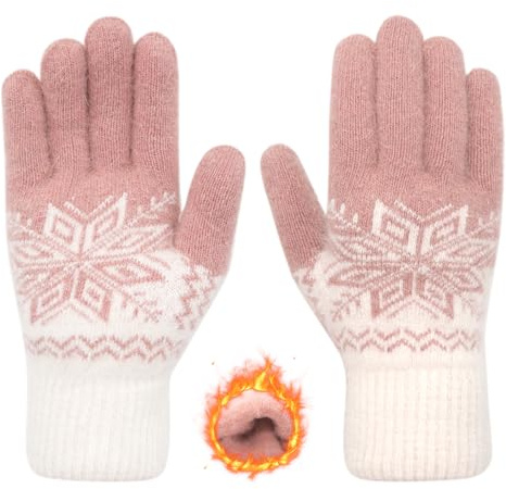 Long Keeper Winterhandschuhe Damen Herren Schneeflocke Dicke Winter Handschuhe Warme Gestrickte Thermo Handschuhe Gefüttert Gedehnt Strickhandschuhe Fäustlinge