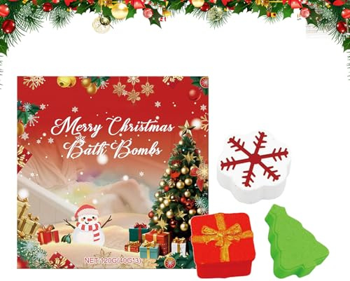 Weihnachts-Badebomben-Set Für Kinder, 3 Düfte & Formen Badekugeln, Schneeflocke, Weihnachtsbaum, Duftende Badezimmerartikel, Biologisch, Natürlich, Für Frauen Und Kinder