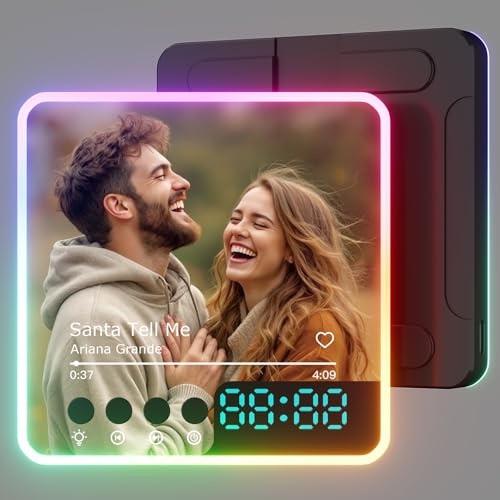 witfox Imanes Personalizados Nevera con Música, Luces y Reloj - Iman Personalizado con Foto y Canción de Spotify - Regalo Music Magnet para Parejas, Mujer y Hombre en San Valentín & Navidad - 1 Foto