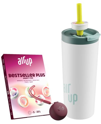 AIR UP Tumbler Originale 709ml White Spearmint, 5 pod aromatizzati | Include pod Case Bordeaux e 5 pod in gusti assortiti, per bere più acqua ogni giorno