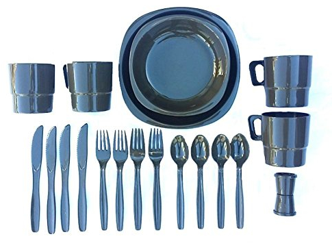 Armeeverkauf 26-teilig Campinggeschirr Oliv Essgeschirr Besteck Haushalt Geschirr Outdoor Set