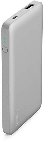 Belkin Pocket Power Bank 5000 mAh Externer Akku (zertifizierte Sicherheit, für iPhone 11, 11 Pro/Pro Max, X, XS, XS Max, XR, SE, 8 , 8+, 7, iPad, Samsung Galaxy S10, S10+, S10e) silber