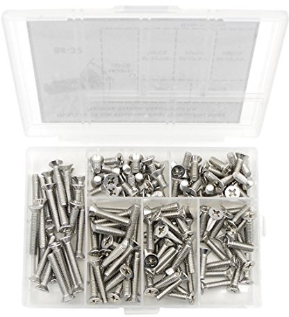 HVAZI 8#-32 304 Edelstahl Phillips Flachkopf Maschinenschrauben Sortiment Kit (8#-32)