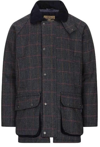 WALKER AND HAWKES Herren Country-Jacke aus Tweed - für die Jagd geeignet - Blau - Blauer Tweed - S (40-42)