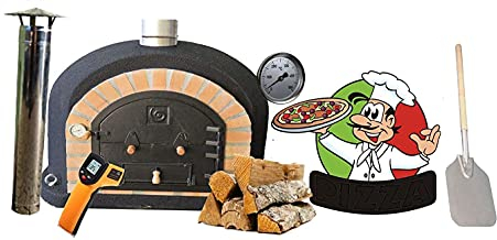 DIOVERDE Black Superior Wood Fired Pizza Oven Starter Kit, 100cm