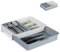 Relaxdays Besteckkasten, ausziehbar, 7 Fächer, für Besteck & Küchenutensilien, Kunststoff, HBT 6x23,5x31,5 cm, weiß-grau