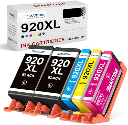 SMARTOMI 920XL Kompatibel für HP 920 XL 920XL Multipack Druckerpatronen für HP Officejet 6500A 6500, HP Officejet 6000 7000, HP Officejet 7500A 7500 Drucker (2 Schwarz, 1 Cyan, 1 Magenta, 1 Gelb)