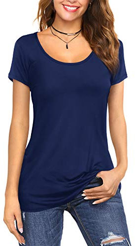 Florboom Tops for Women Summer Short Sleeve Casual Blouse Basic T Shirts Navy Blue Size 22 24