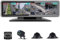 SZKJ 12 inch touch screen 360-degree panoramic car dash cam rear view mirror with 4 CHs AHD recording camera Left right front and rear DVR video recorder