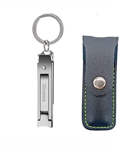 Ginalaia Stainless Steel Portable Nail Cutter，German Keychain Nail Clipper with File for Man and Women, Ultra Thin Flat Fingernail Clipper Perfect Use for Traveling、 Home 、 Office (Small, 1)
