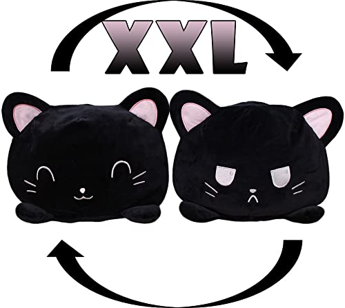 KUNSTIFY XXL Katze Kuscheltier Plüschtier für Mädchen Jungen Frauen Kinder um Laune auszudrücken Geschenk für Freundin (XXL Katze Schwarz)
