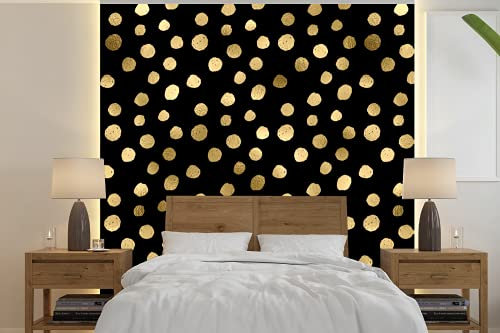 Selbstklebend Tapete Wandpapier Wandaufkleber Fototapete Tapeten Wanddeko 280x280 cm Muster - Punkte - Gold