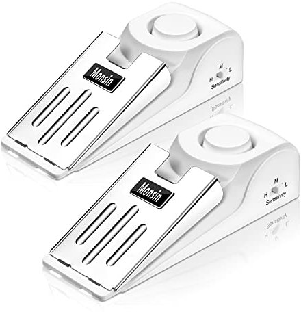 Monsin Door Stop Alarm, Door Stopper with 120DB Security Alarm, Floor Wedge Doorstop for Travel Apartment Home House (Pack of 2)