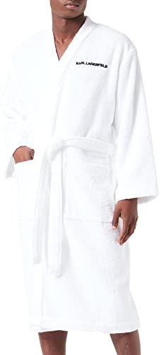 KARL LAGERFELD Herren Ikonik 2.0 Bademantel, Weiß, L