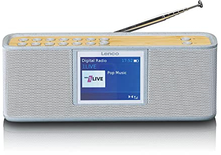 Lenco PDR-046GY tragbares DAB+ Radio - DAB+ Radio mit Bluetooth® - PPL FM - 5 Speichertasten - Radiowecker - integrierter Akku - grau