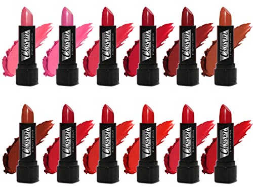 Beauty4Britain 12 Lippenstift Set 12 verschiedene Farbtöne volle Größe einzeln verpackt