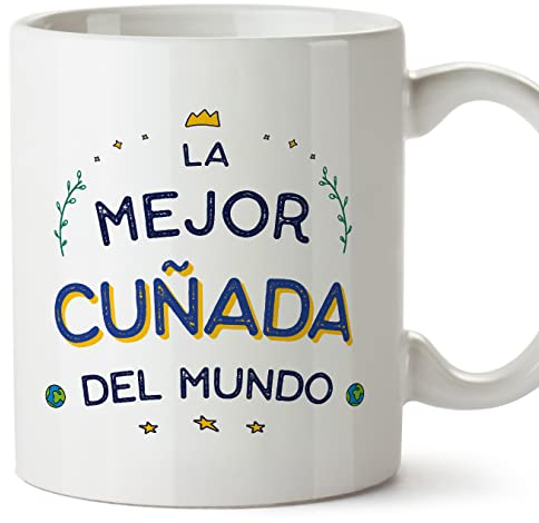 MUGFFINS Tazas para CUÑADA - En Español - El Mejor del Mundo - 11 oz / 330 ml - Regalo original y divertido