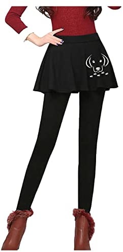 Generic Rucksack Tumblr Verdickte Damen-Leggings, falsche Zwei-in-Eins-Leggings, Bedruckte Stretch-Samt-Leggings Leggings Winter Extra