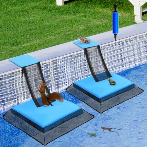 PEEH 2 Stück Tierrettungs-Rampe, Frosch-Holzretter für Schwimmbad, Rettungstiere für Frosch, Kröten, Eidechsen, Enten, Schlangen, Streifenhörnchen, Pool Wartungszubehör Schwimmende Rampe Werkzeug