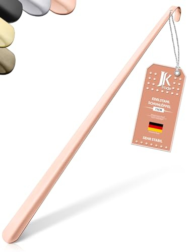 JK Trade® Chausse-pied stable en acier inoxydable de 72 cm de long | 2 mm de long en métal poli | Rapide et facile | Longueur et largeur optimisées | Corne de chaussure | Business | Suspendu