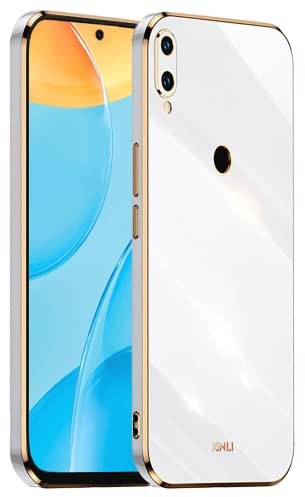 EASSGU [Telaio Elettrolitico Custodia per HUAWEI P Smart 2019 / HONOR 10 Lite (6.21 Inches) Cover Protettiva in Morbido Silicone TPU - Bianco