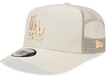 New Era A-Frame Adjustable Trucker Cap Mesh Einsatz gebogener Schirm Beige Baseball Los Angeles Dodgers - One-Size