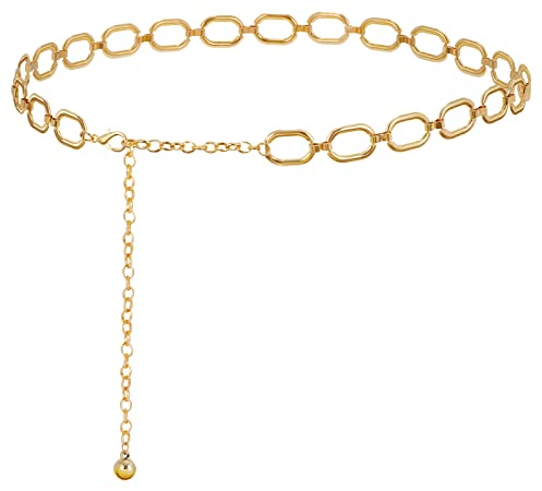 XIAOWU Taillenkette Gürtel Damen aus Metall für Kleid Jeans Verstellbare Legierung Kette Mode Body Link Kettengürtel