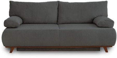 Cristal - 3-Sitzer Sofa - Schlaffunktion und Bettkasten - aus cordsamt Dunkelgrau