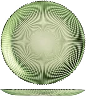 H&H Groove Lot de 6 assiettes creuses, verre, vert, 21 cm