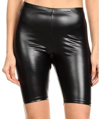 P&R DANCEWEAR LTD Ladies and Childrens Shiny Metallic Cycling Shorts, Dance, Gymnastics, Versatile Wear (Black, 5-6 Years)
