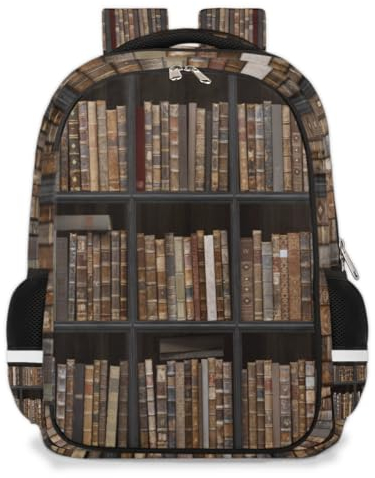 TropicalLife Bücherregal-Rucksack aus Holz, für Kinder, Mädchen, Jungen, Bücherregal, Rucksack, 22 l, Reisen, lässig, Laptop-Tasche, Tagesrucksack für Männer und Frauen, farbig