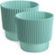 PECZEKO Macetero Mate, macetero de plástico, macetero Decorativo para Flores Grandes y pequeñas, Juego de 2 maceteros, maceteros, maceteros para Hierbas, (Paquete de 2) Verde, ø 15 cm