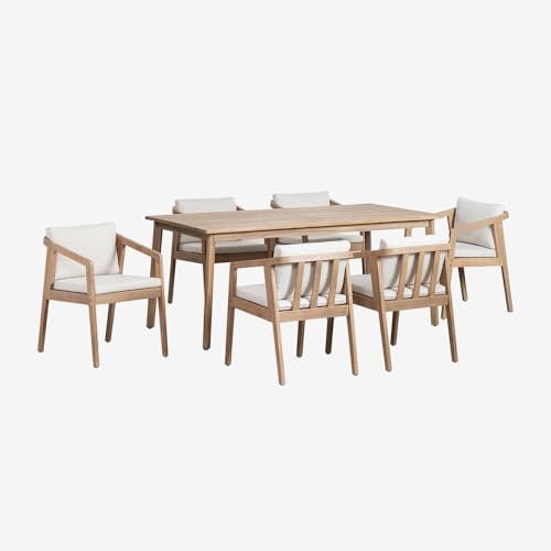 SKLUM Kaela-Set mit rechteckigem Tisch (180 x 90 cm) und 6 Gartenstühlen aus Akazienholz