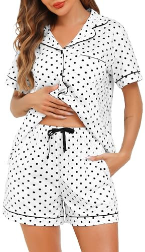 Sopesil Pyjamas for Women Shorts Sets Button Down Ladies Pjs Short Sleeve Soft SleepwearCute Loungewear Comfy with Pockets