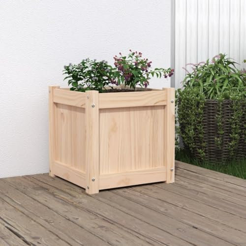 Cosisti Jardinière Bois jardinieres Exterieur Bac a Fleur Bois Lit Surélevé de Jardin Potager pour Cultiver Fleurs Herbes Plantes-Pin naturel-40x40x40 cm