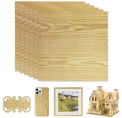 Lot de 6 plaques de contreplaqué de 3 mm, 30 x 30 cm, plaques en bois pour travaux manuels, panneau multiplex, planches en bois non traité pour projets laser, bricolage, modèle, art et artisanat,