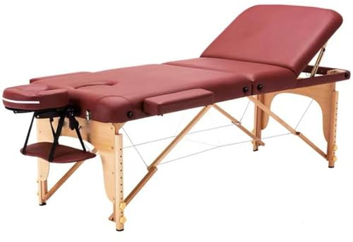 CAFIEDR Tragbare professionelle Massageliegen aus Holz mit klappbaren, maßgeschneiderten, hydraulisch klappbaren Massageliegen (rot)