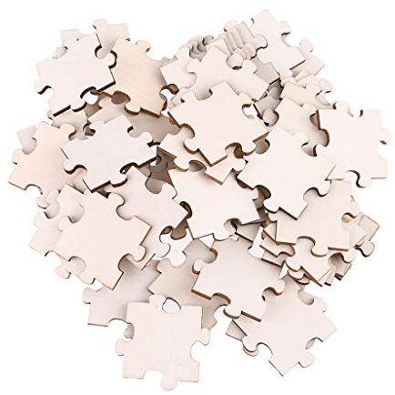 KieTeiiK 100 Pcs/Set Unfinished Wooden Blank Puzzles Pieces For Art Card Making Decor