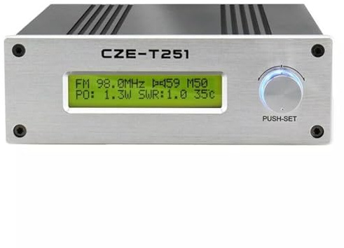YOVDA 25W FM Transmitter, CZE-T251 Stereo Broadcast Radio Adjustable 0-25W Professional FM Stereo Broadcast Transmitter, Power Adapter+25W FM Transmitter
