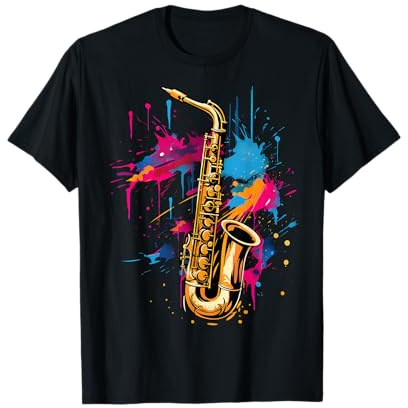 Cooler bunter Saxophonmusiker T-Shirt