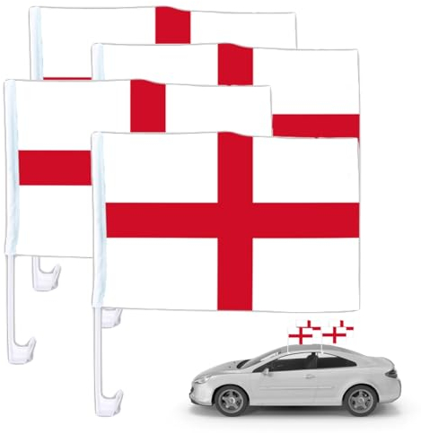 2x Autofahnen Autoflagge England Auto Autofahne Fahne Flagge Deutschland Fanartikel für Fußball EM 2024