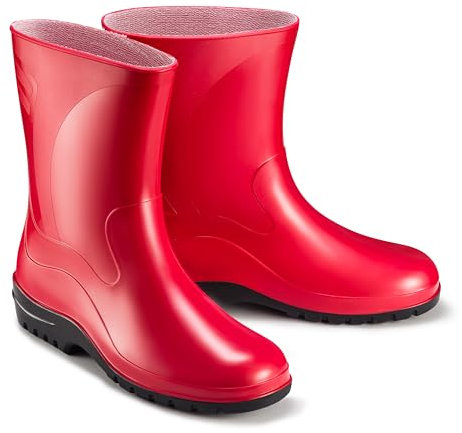 ESTRO Bottes en Caoutchouc Femme - Botte de Pluie Femme Bottine Pluie Chaussures Pluie Bottes Femmes K007 (39 EU, Rouge)